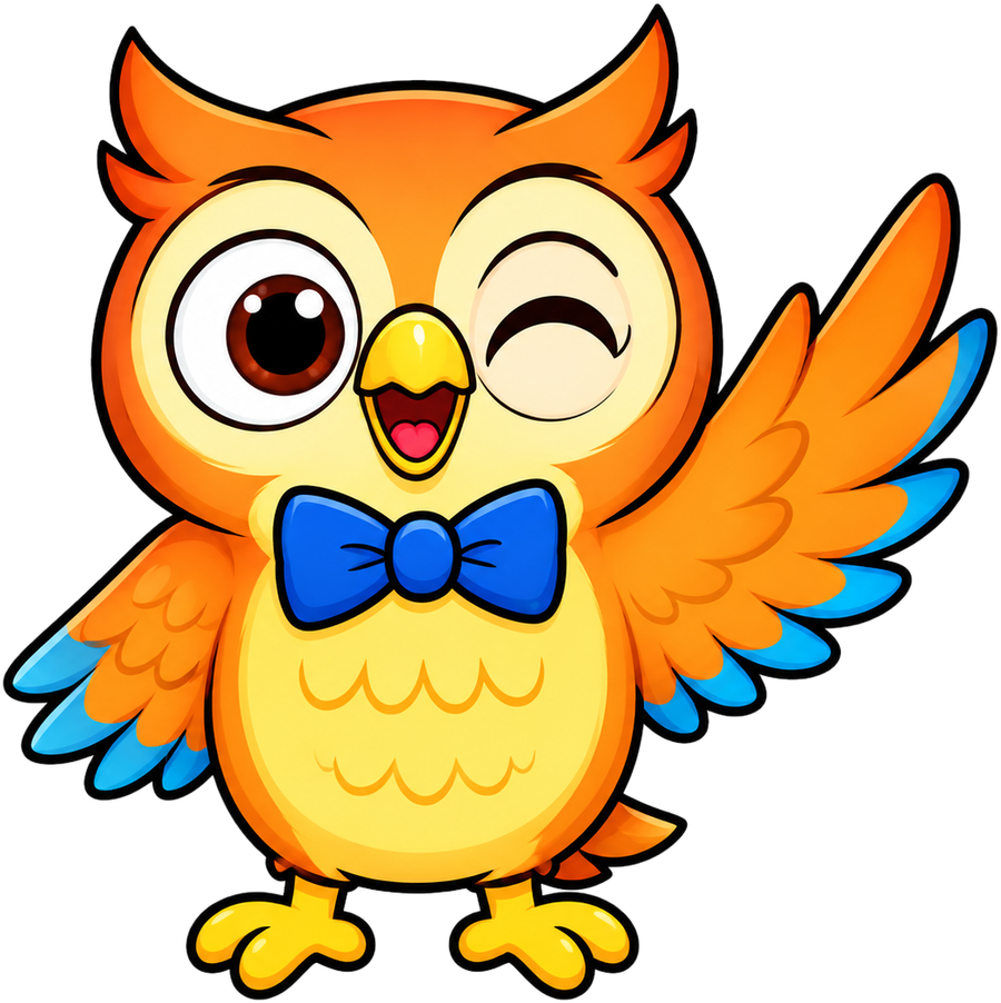 Hootie the owl, On My Way's mascot, winking beside the "People Help People!" sign